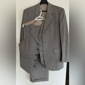 Gray Men's 100% Wool Suits 3pcs